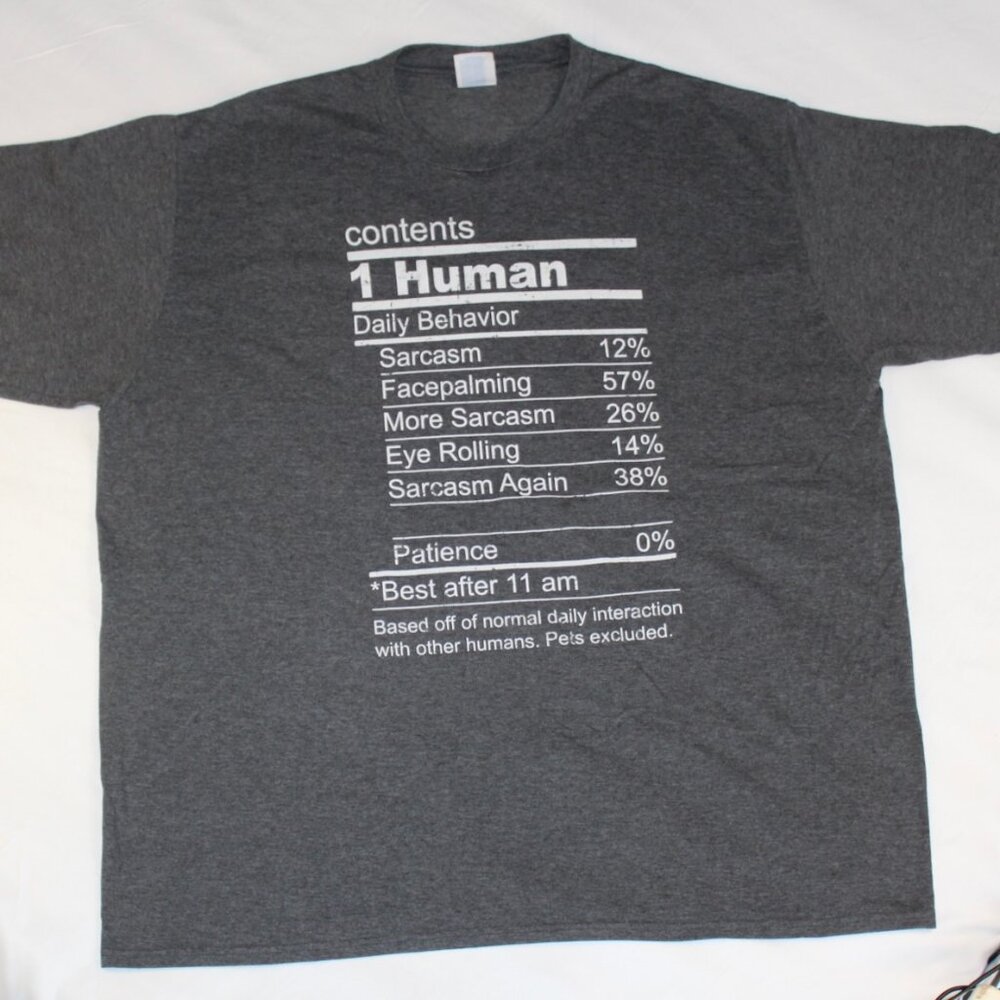 Port & Company 2XL  "Human Contents" Grey Gym Tshirt